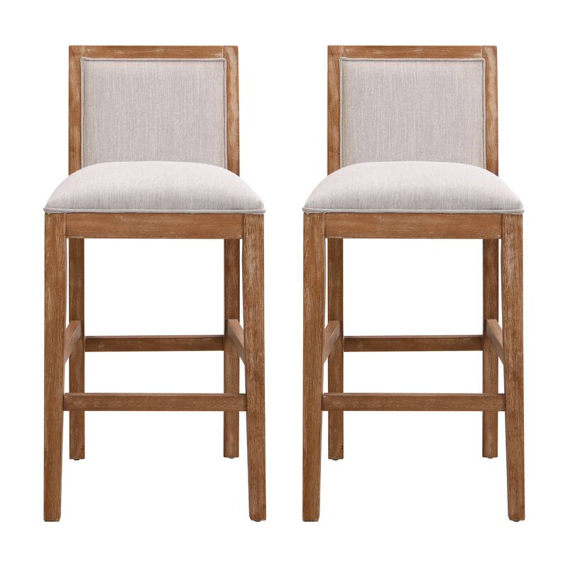 Height Bar Stools set of 2, Armless Dining Chairs with Footrest, Upholstered Kitchen Chairs with Rubber Wood Frame