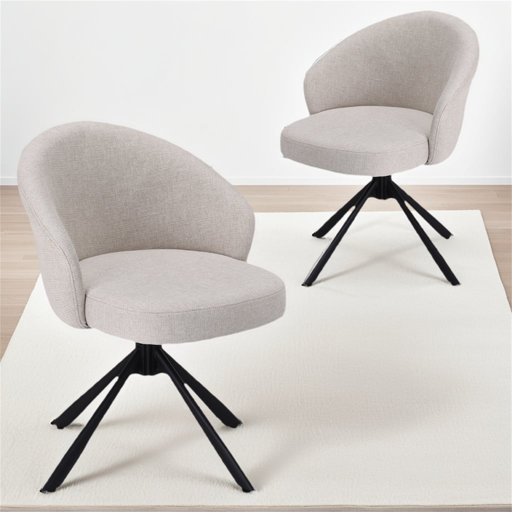 Set of 2 Swivel Upholstered Dining Chairs
