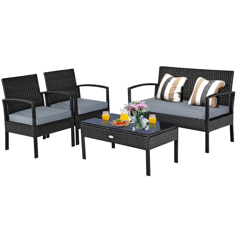 Costway 8PCS Patio Rattan Furniture Set Garden Deck - See Details