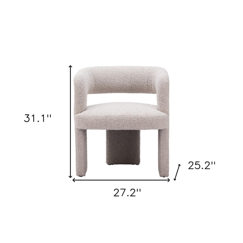HomeRoots 27" Beige Boucle Contemporary Arm Chair - 27.2' X '31.1' X '25.2