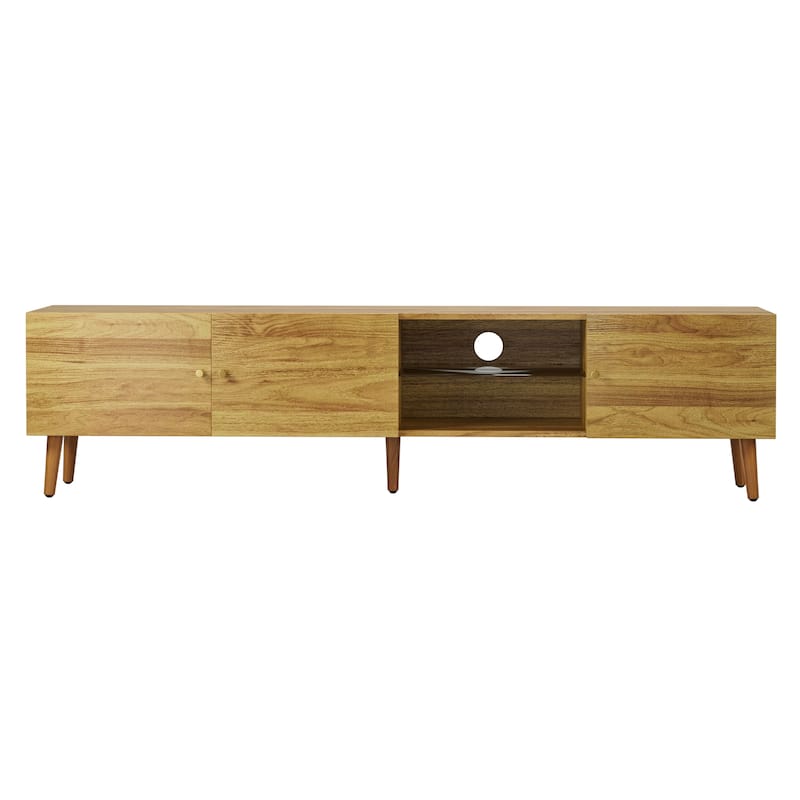 68.9" Mid-Century Modern 3-Door TV Stand with Storage