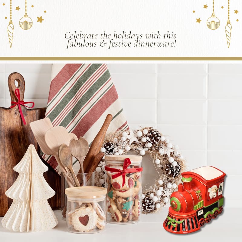 Spode Christmas Tree Figural Train Engine Candy Dish - 9.75" D x 8" H