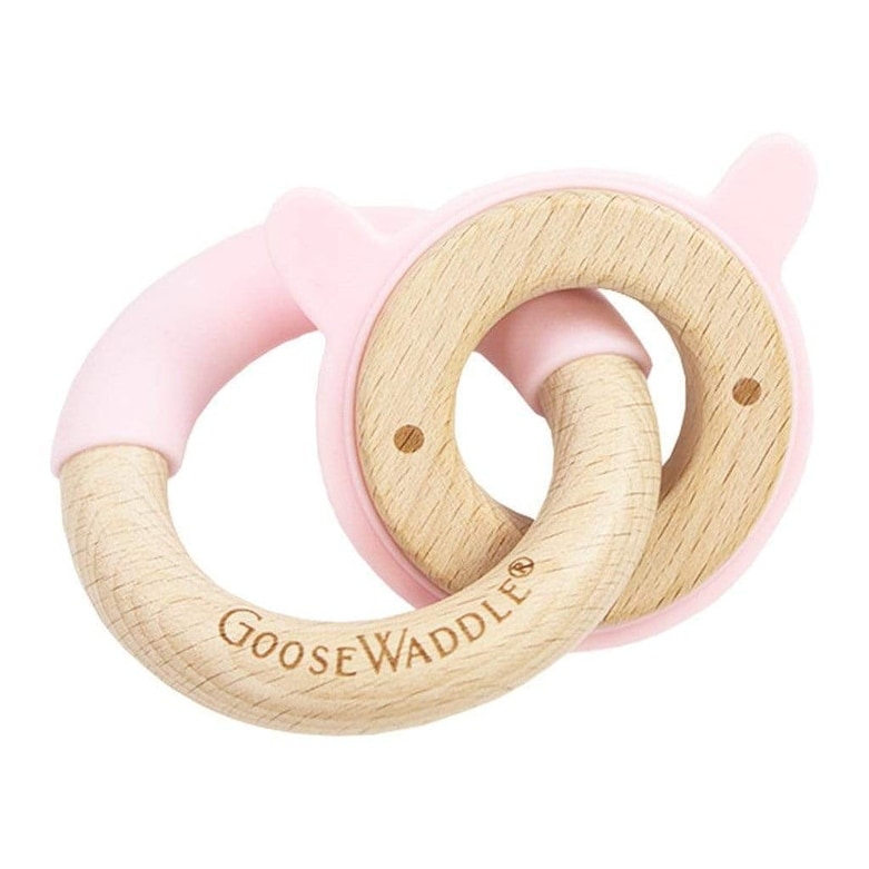 Silcone + Wood Double Ring Teether