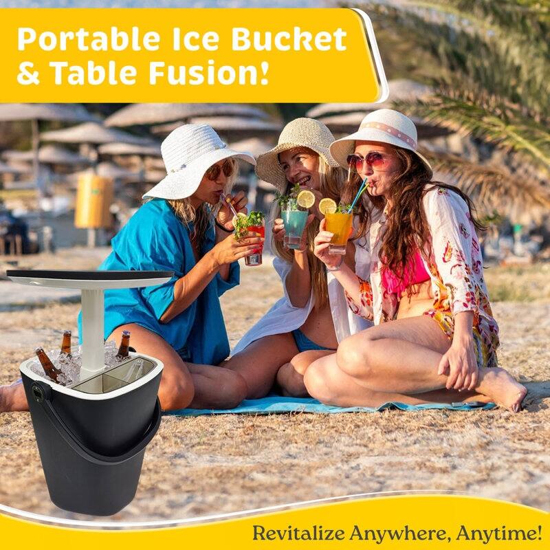 Outdoor Ice Bucket Side Table Retractable - 13.3'' x 22''