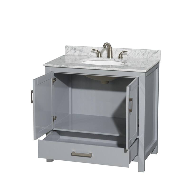 Wyndham Collection Sheffield 36" Freestanding Vanity Set with Hardwood