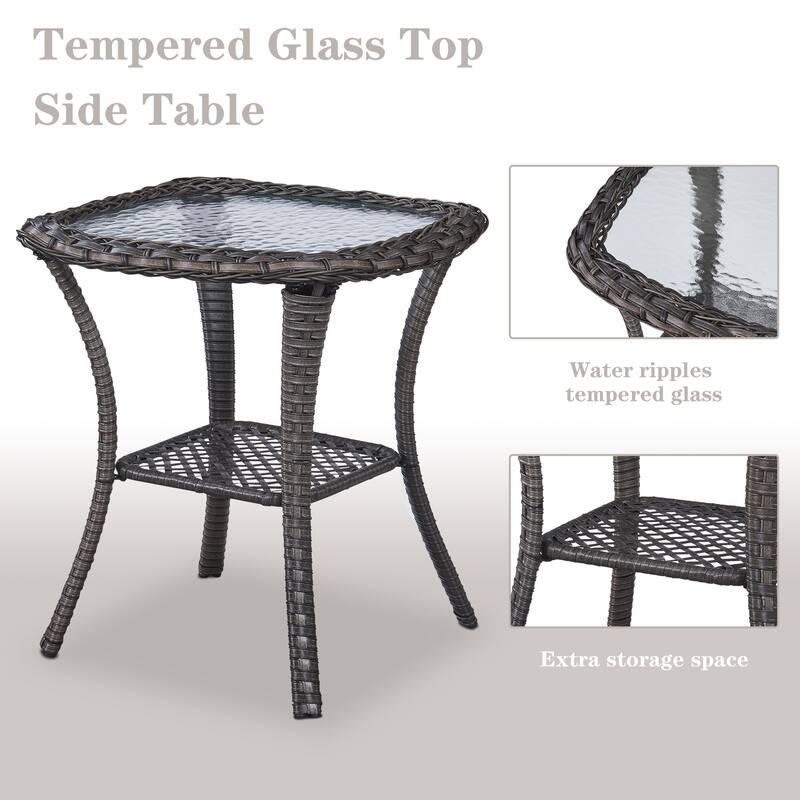 Patio Loveseat with Swivel Chair and Coffee Table