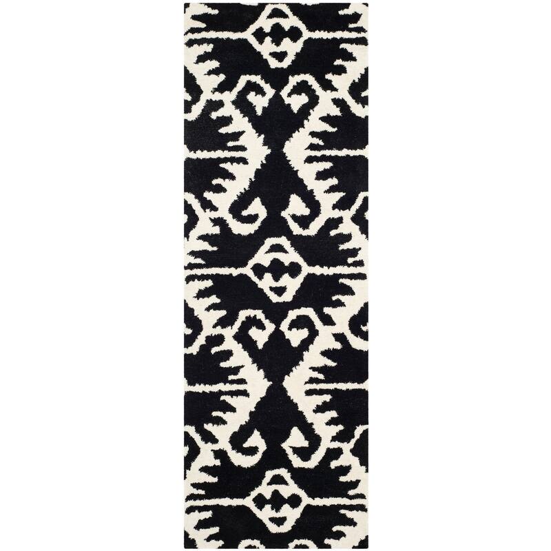 SAFAVIEH Handmade Wyndham Bekin Modern Wool Rug - 2'3" x 9' Runner - Black/Ivory