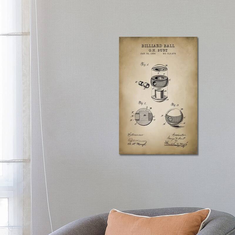 iCanvas "Billiard V" by PatentPrintStore Canvas Print - 26x18x1.5