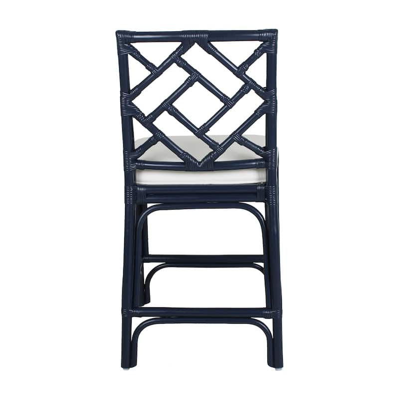 Natural Rattan Handmade Chippendale Single Cushioned Bar Stool by East at Main
