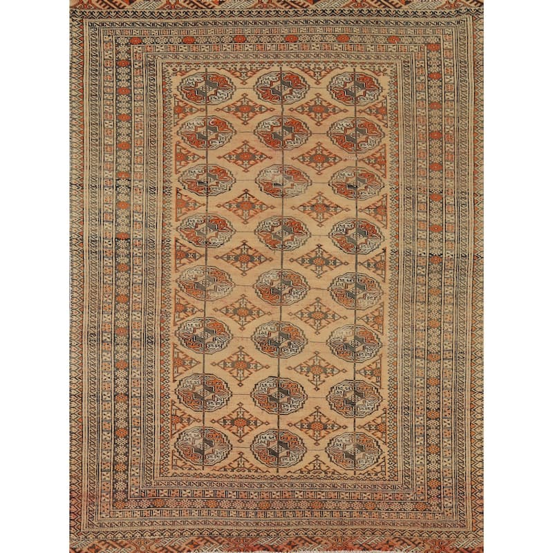 Bokhara Persian Vintage Area Rug Handmade Wool Carpet - 4'6" x 6'1"