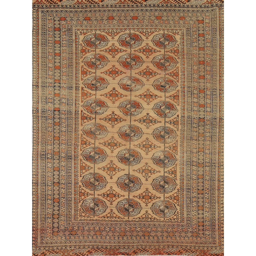 Bokhara Persian Vintage Area Rug Handmade Wool Carpet - 4'6" x 6'1"