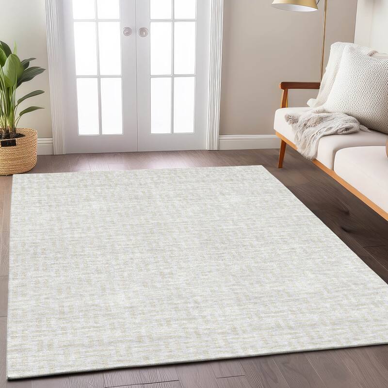 Machine Washable Indoor/ Outdoor Chantille Contempory Crosshatch Rug