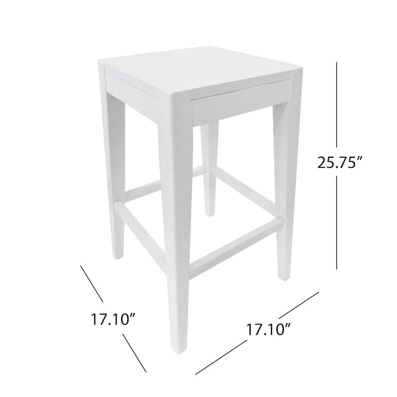 Roomfitters Minimalist Counter Stool Set of 2, Modern Kitchen Seating, Space-Saving Design, White