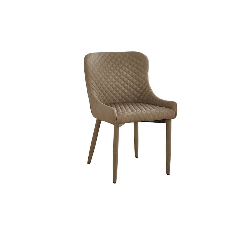 Brown/Beige Faux Leather Upholstered Metal Frame Dining Chair, Set of 4, Sturdy Dining Chair for Dining Rooms - 15.5