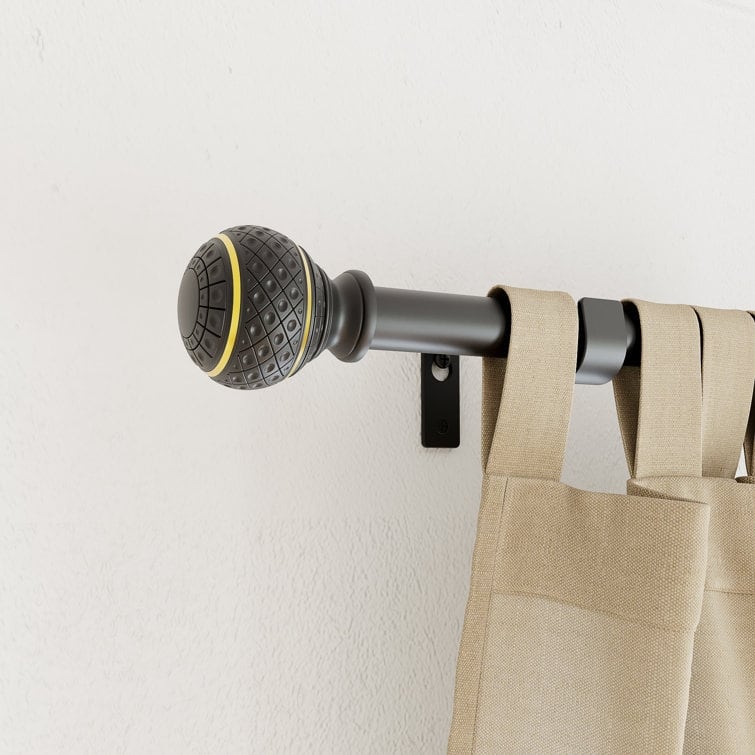 Acroma Adjustable Single Curtain Rod with Globe Ball Finial - 48 to 84 inches