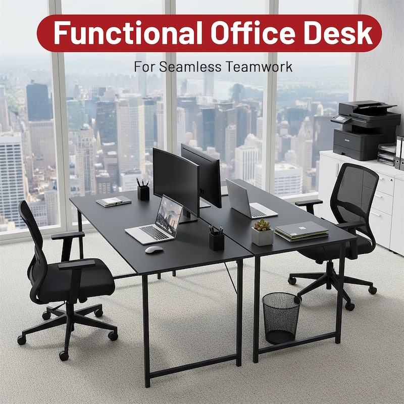 Computer Desk, 40-63 Inch Home Office Desk, Gaming Writing Work from Home Study Desk, Large Legroom, Sturdy Metal Frame