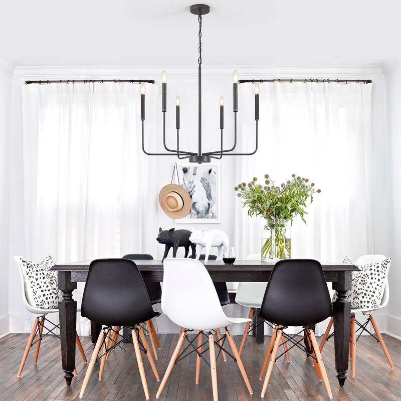 Modern 6-Light Candle Chandelier Classic Ceiling Light for Dining Room Kitchen Island - N/A