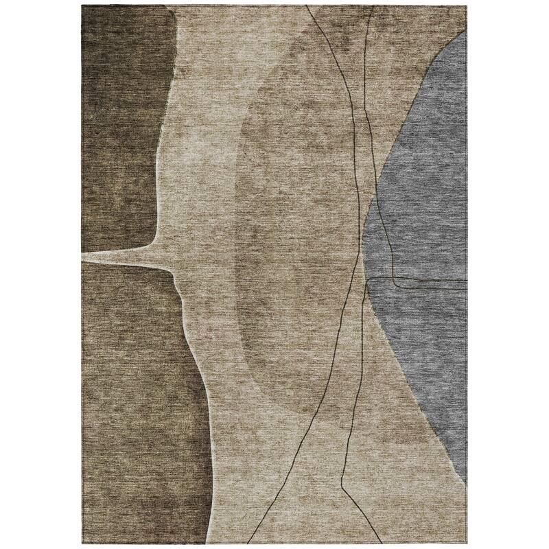 Machine Washable Indoor/ Outdoor Chantille Modern Abstract Rug