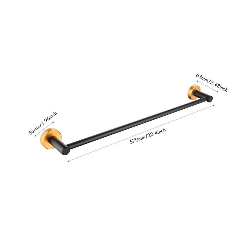 6 Piece Wall Mount Bathroom Towel Rack Set In Matte Black Gold Accent - Gold+Matte Black