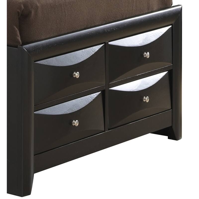Wooden Panel Twin Bed with Drawers and Shelves - 87" - Black