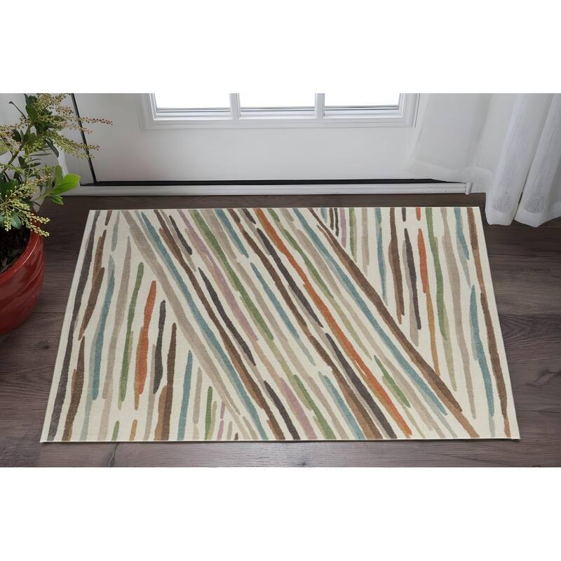 HomeRoots Abstract Modern Rectangle Area Rug - 34.00 in. x 21.00 in.  x 0.47 in.