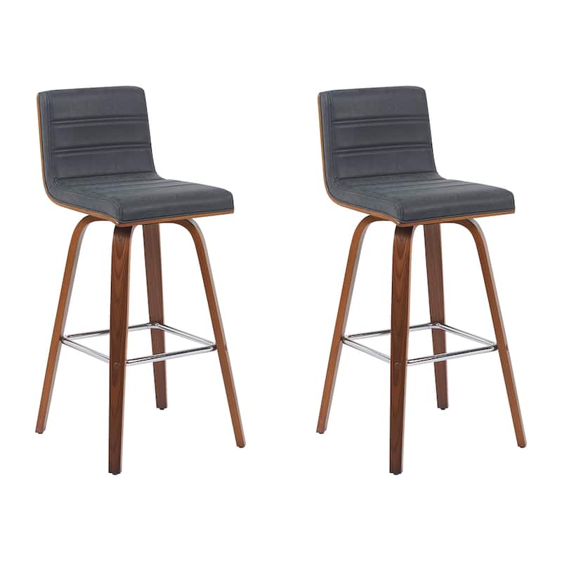Skara Swivel Bar Stool, Upholstered Bar Height Chair with Bentwood Frame