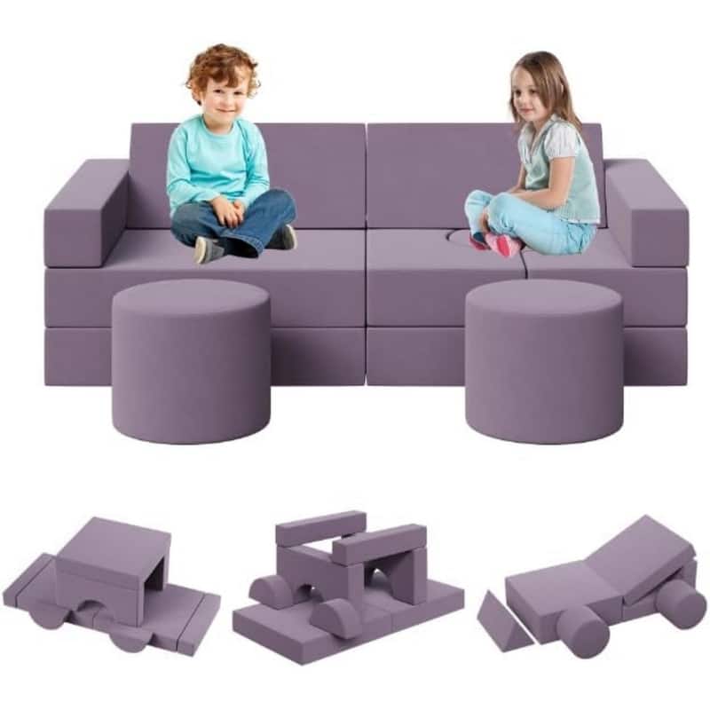 Kids Modular Play Couch, 13 Pcs Toddler Couch With Washable Velvet Covers
