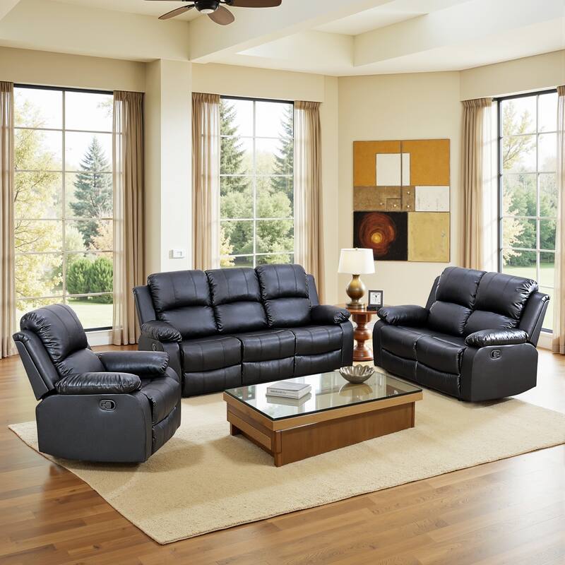 Semi PU And PVC 3-Piece Couch Living Room Sofa Set