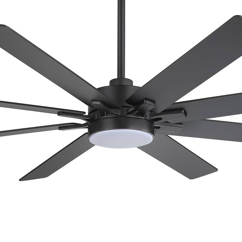 72 Inch Black Large Ceiling Fan with Light and Remote(8-Blade) - Satin Nickel