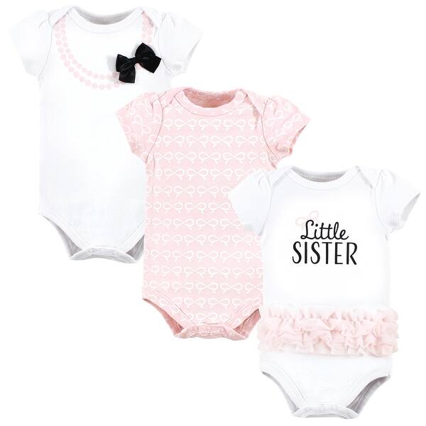 slide 1 of 1, Hudson Baby Infant Girl Cotton Bodysuits, Little Sister Tutu 0-3 Months - Little Sister Tutu