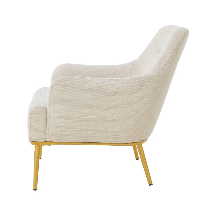 Christopher Knight Home - Modern Upholstered Armchair with Gold Metal Legs and Curved Backrest