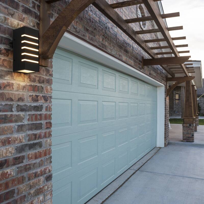 2-light Modern Black Outdoor Rectangular LED Wall Sconce - H9.3" x W4.5" x D3.7"