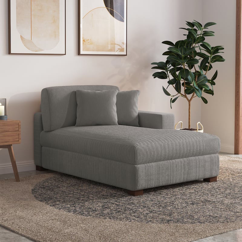 Upholstered Corduroy Modular Sectional Sofa with 2 throw pillows