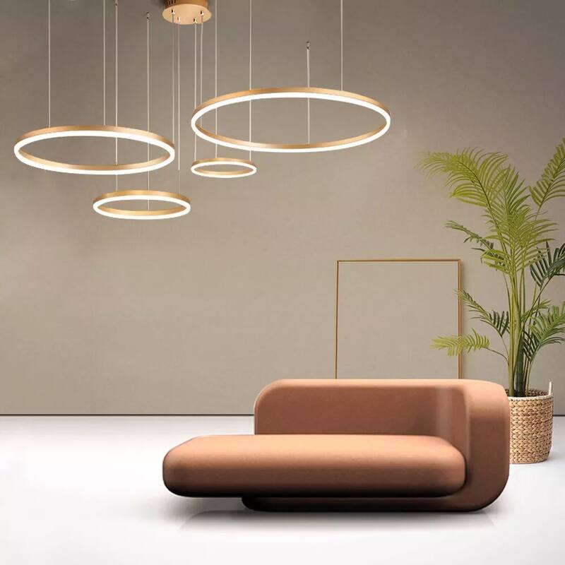 LED Pendant Light Chandelier Acrylic Ring Lighting Fixture Hanging - 60" x 40"
