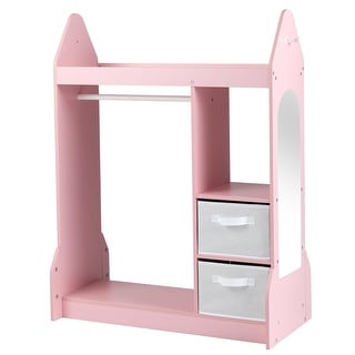 Gymax Kids Dress Up Storage w/Full-Length Mirror Shelves Hooks 2