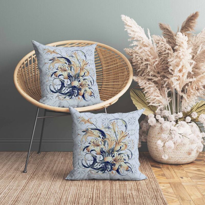 Lily Legends Faux Suede Reversible Throw Pillow Blue and Chestnut