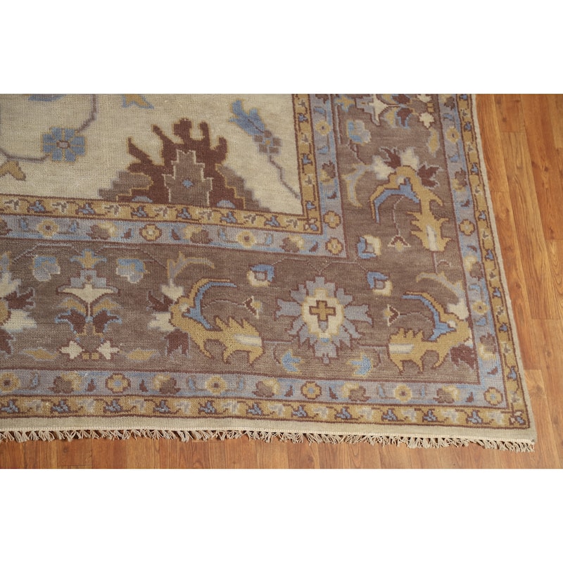 Earth Tone Oushak Indian Large Rug Handmade Wool Carpet - 11'9" x 14'10"