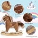 preview thumbnail 7 of 7, Qaba Rocking Horse Plush Animal on Wooden Rockers with Sounds, Brown