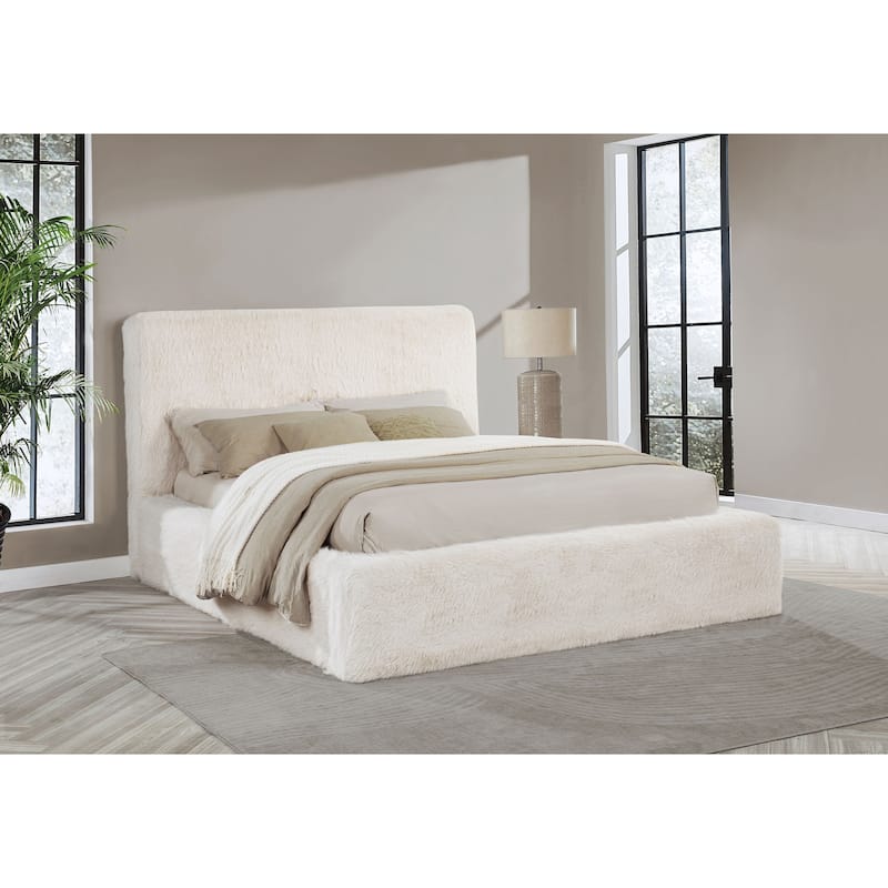 Rebecca Faux Upholstered Bed Cream