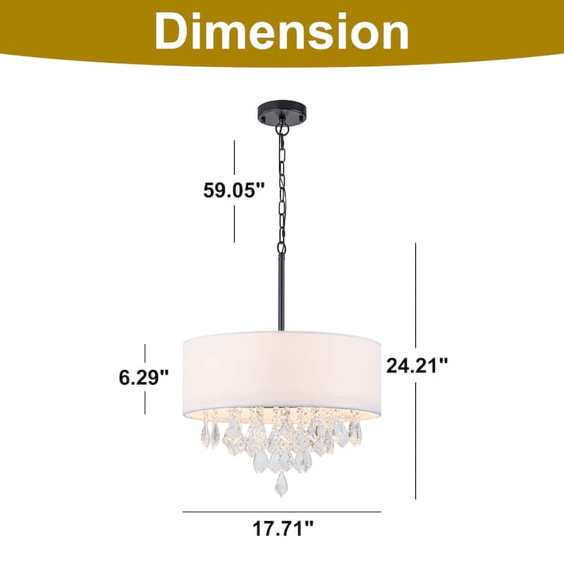 Starsky 5-Light Fabric Drum Chandelier with Crystal Accent