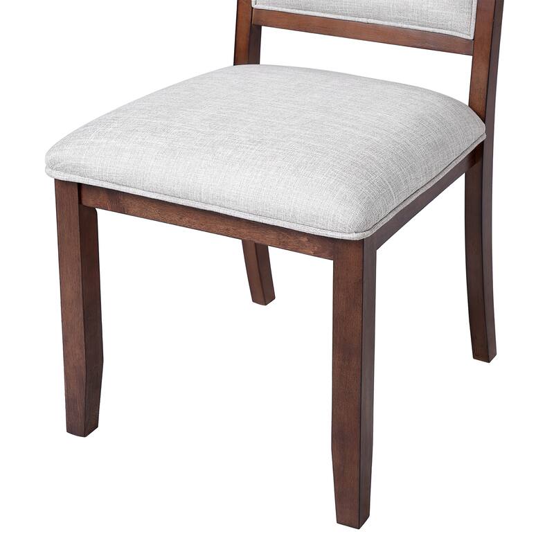 Modern 4 Piece Curved Linen Dining Chairs with Cushions, High Backs, Solid Wood Legs for Dining Room Kitchen Bedroom Living Room