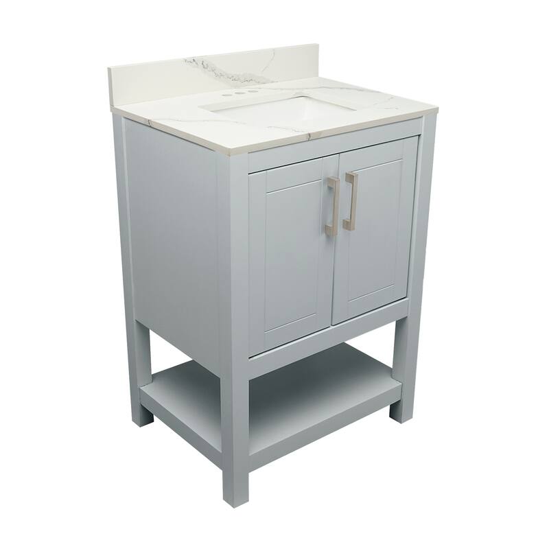 Taos 25" Bathroom Vanity with Cultured Marble Vanity Top Sink in White with White Basin