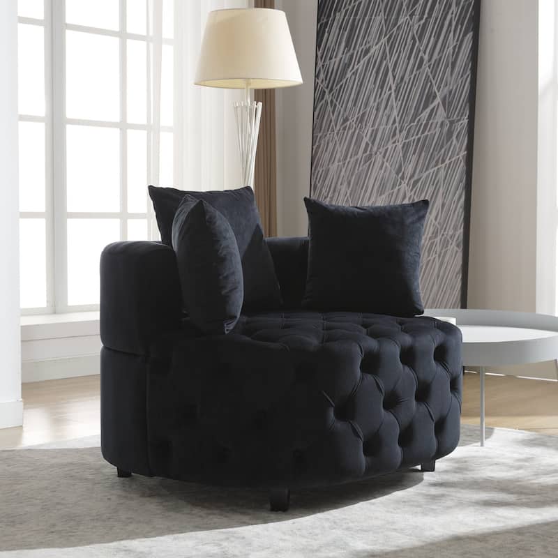 40.6''Wide Accent Sofa Chair, Upholstered Velvet Barrel Sofa Chair