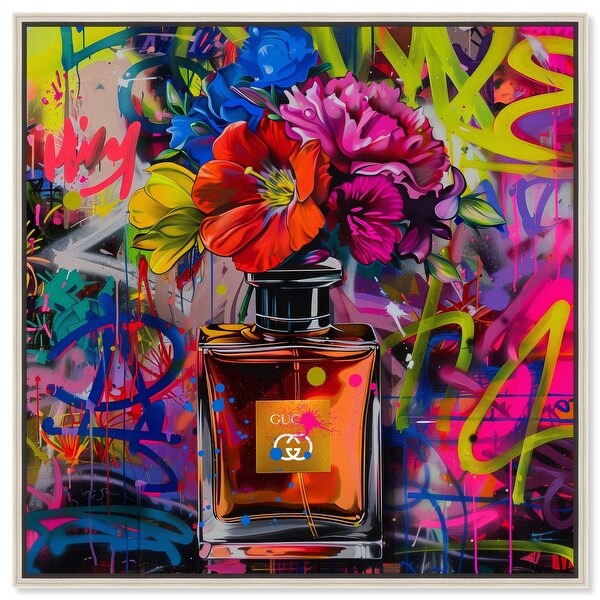 Graffiti Floral Perfume Canvas Graffiti Art by Art Remedy - Bed