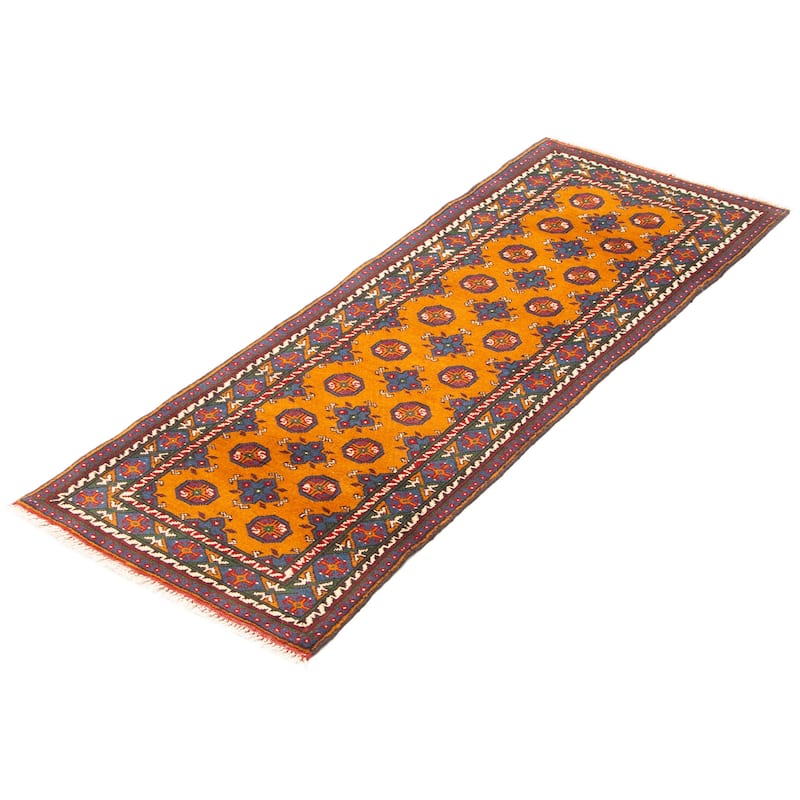 ECARPETGALLERY Hand-knotted Uzbek Kargahi Copper Wool Rug - 2'6 x 6'9