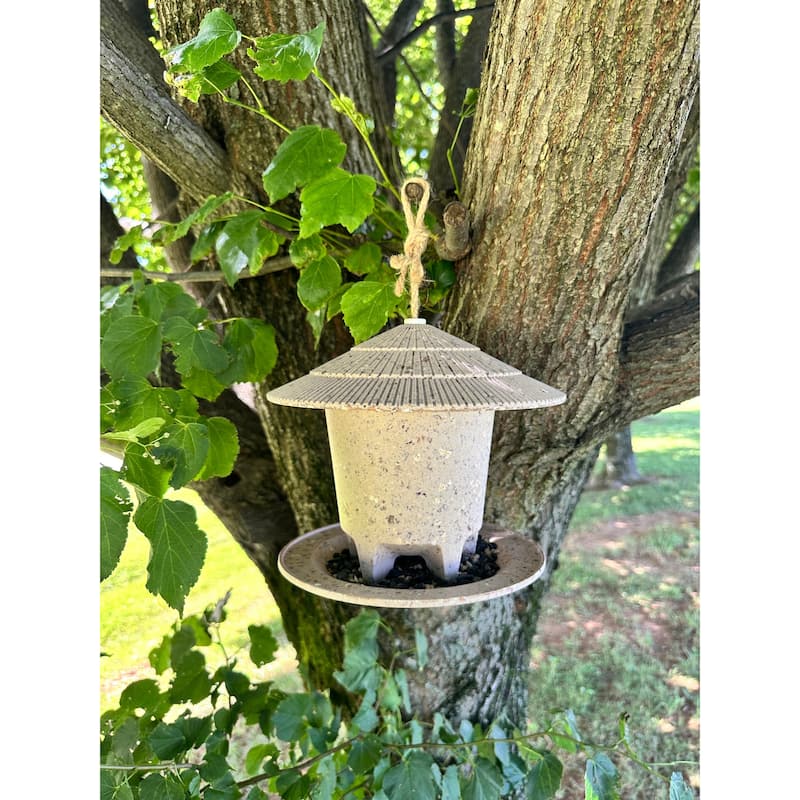 Earthy Sustainable Deluxe Outdoor Round Bird Feeders 8.6"Dia x 7.5"H