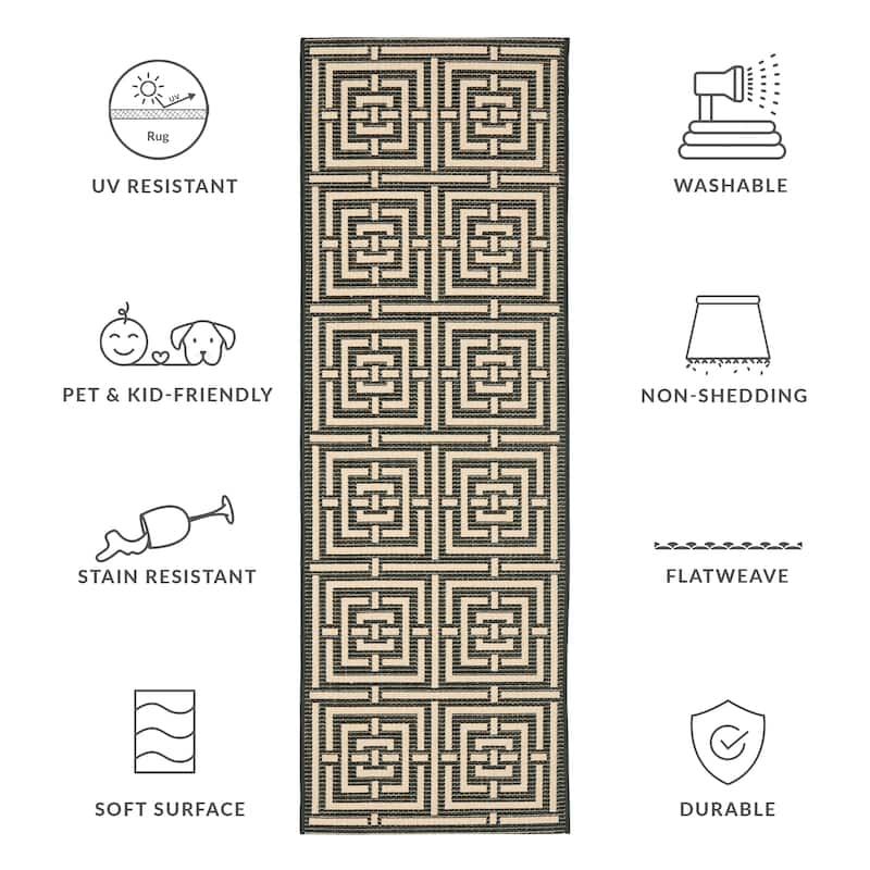 SAFAVIEH Courtyard Errica Indoor/ Outdoor Waterproof Patio Backyard Rug