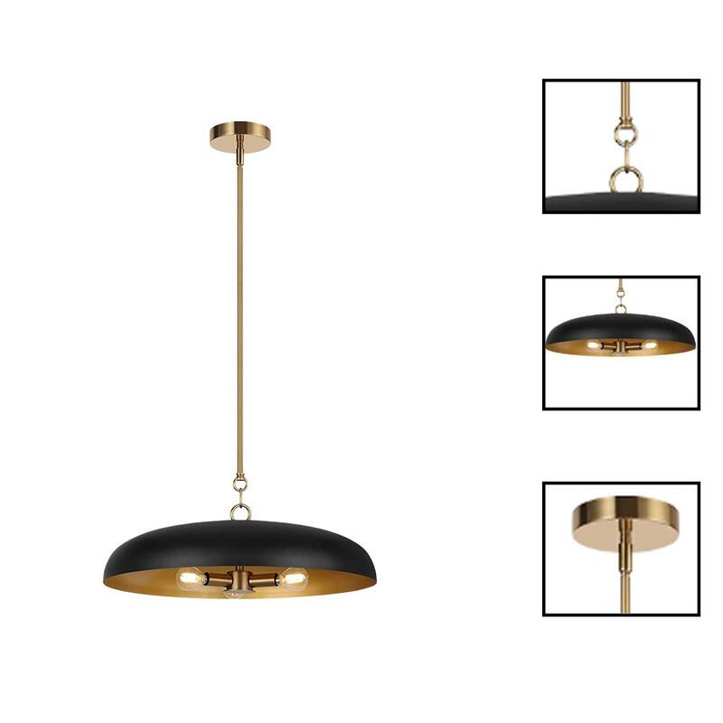 3 Light bulbs light black and gold light fixture metal pendant lights