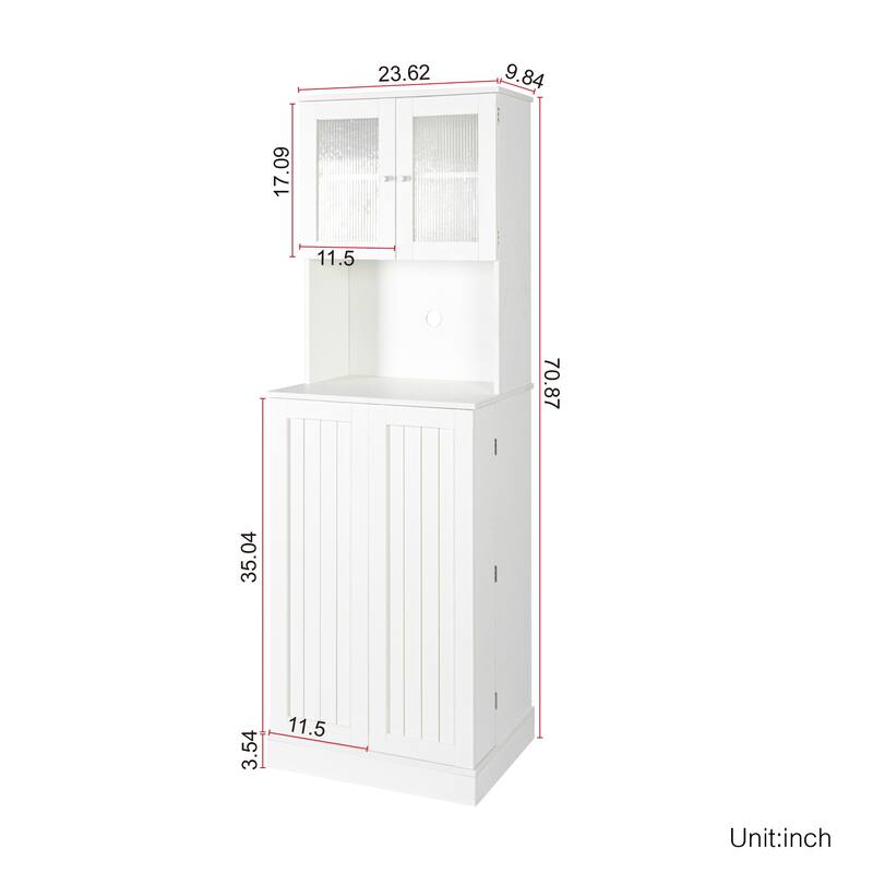71''Pantry Cabinet,Tall Cabinet with Microwave Stand,Freestanding Kitchen Hutch with Doors and Adjustable Shelves,Food Pantry