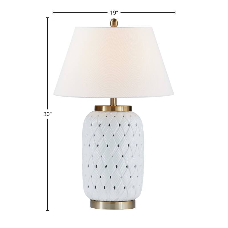 Maren 30" Table Lamp with Linen Shade, White